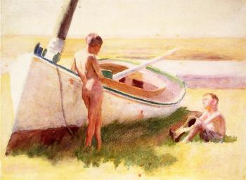 Thomas Pollock Anschutz : Two Boys by a Boat